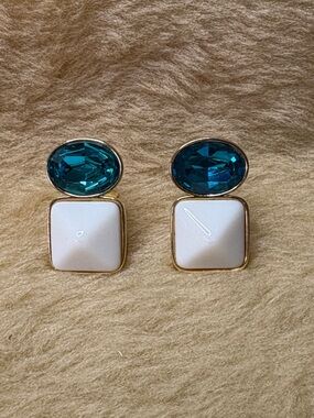 Vintage statement Yves Saint Laurent lucite and crystal clip on earrings